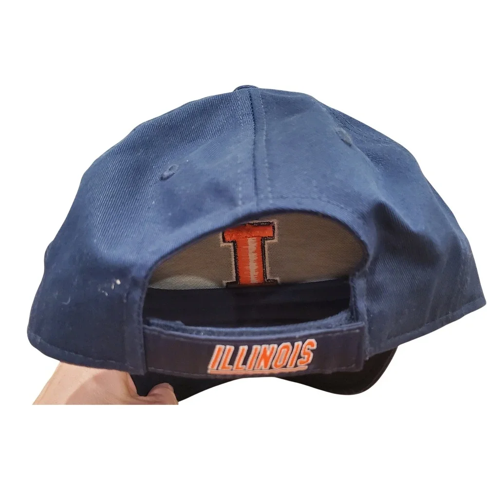 Adidas Illinois Fighting Illini Hat Navy Blue Orange Embroidered Adjustable Cap